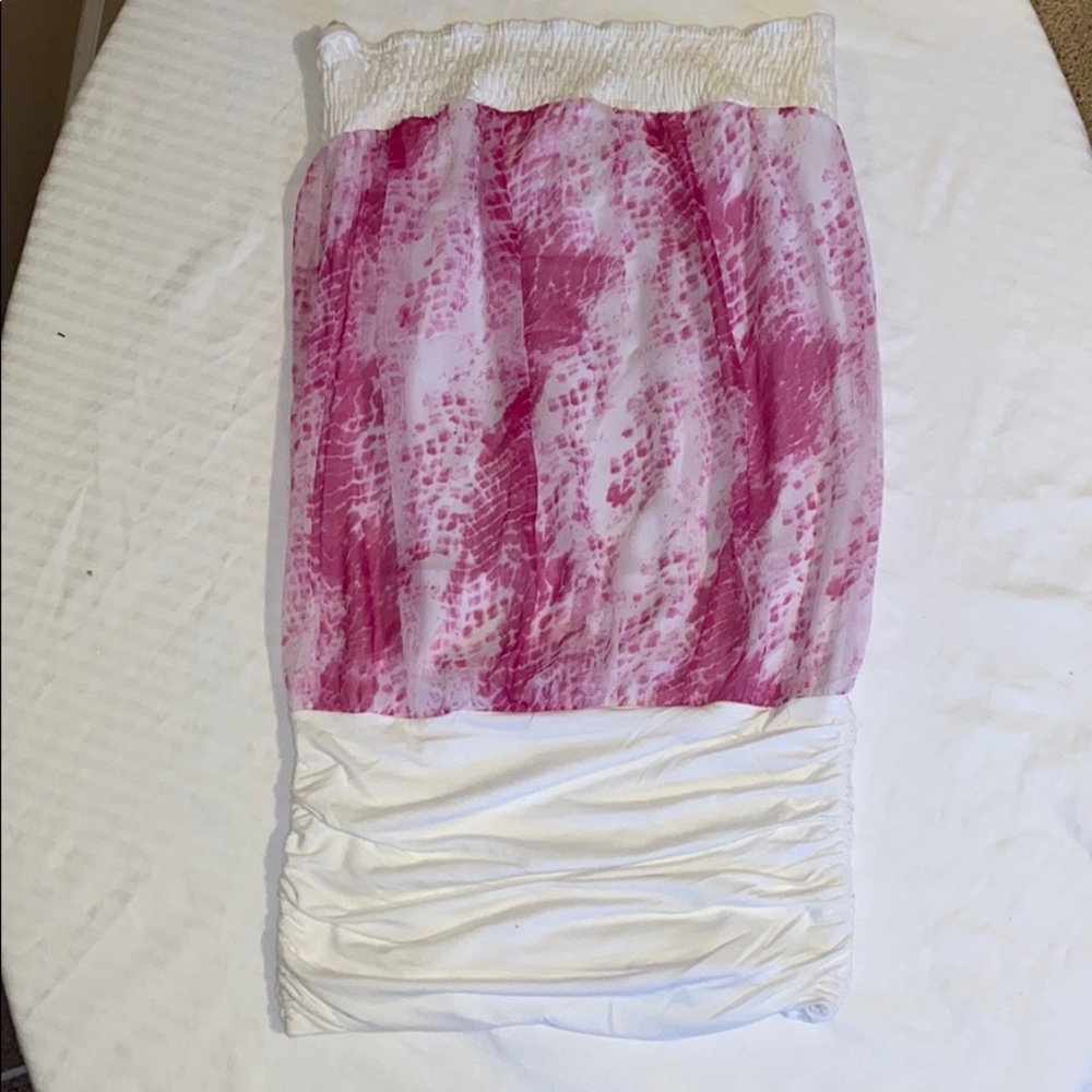 Arden B pink snake print strapless top